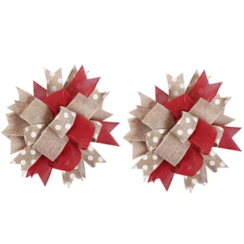 

2PCS Large Xmas Tree Topper Hanging Decoration,Christmas Tree Wreaths Decorated,Handmade Christmas Bows Decor