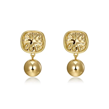 

Stylish Simple Wind Light Golden Texture Metal Ball Earrings Simple Temperament Earnings Female Tide