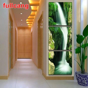 

Scenic waterfall Diy Diamond Painting Cross Stitch Triptych 5D Full Square Round Diamond Embroidery sale home decor JX992