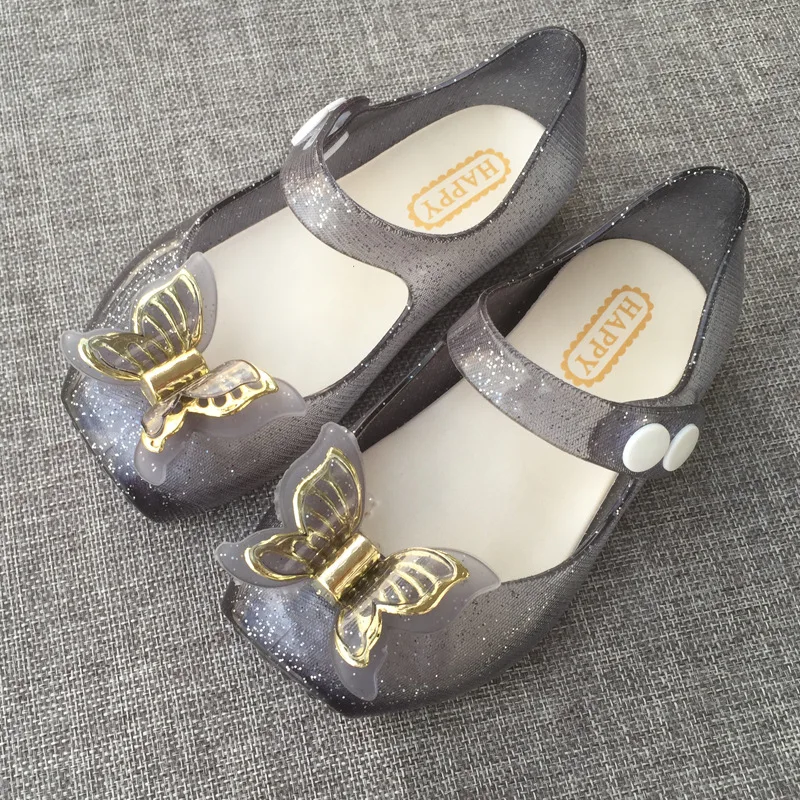 Новые осенние Melissa/Детские Балетки Нескользящие сандалии мыльницы отделанные хрусталем модные детские босоножки для девочки принцессы детская обувь