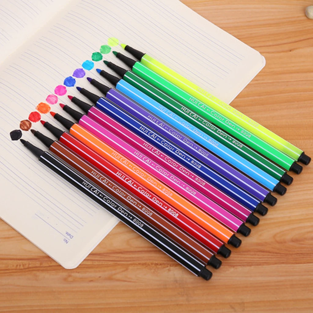 Multicolor Non Toxic Fibre Tip Pens Kids Colouring Drawing School Art Stationery 