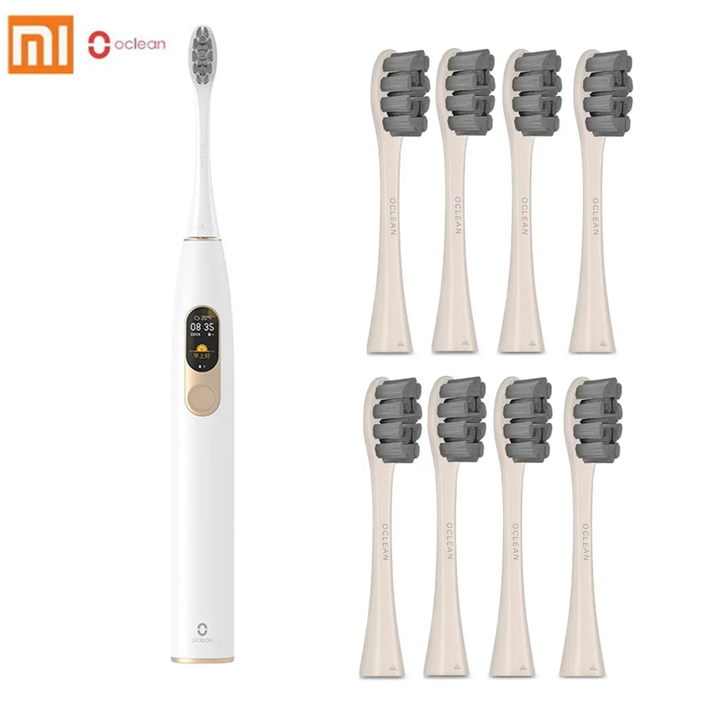 11 Mijia Oclean X sonic электрическая зубная щетка с 8 головками модернизированная Водонепроницаемая ультра звуковая автоматическая зубная щетка перезаряжаемая через USB - Цвет: Set with 8 gray head