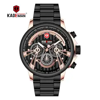 

Top Luxury Brand KADEMAN Men's Watch Date Week Display 6 Hands with Function Steel Strap Waterproof Relogio Masculino