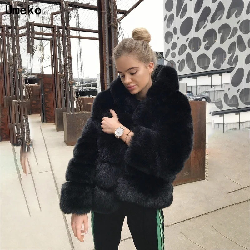 Модное зимнее теплое Женское пальто Umeko из искусственного лисьего меха куртка