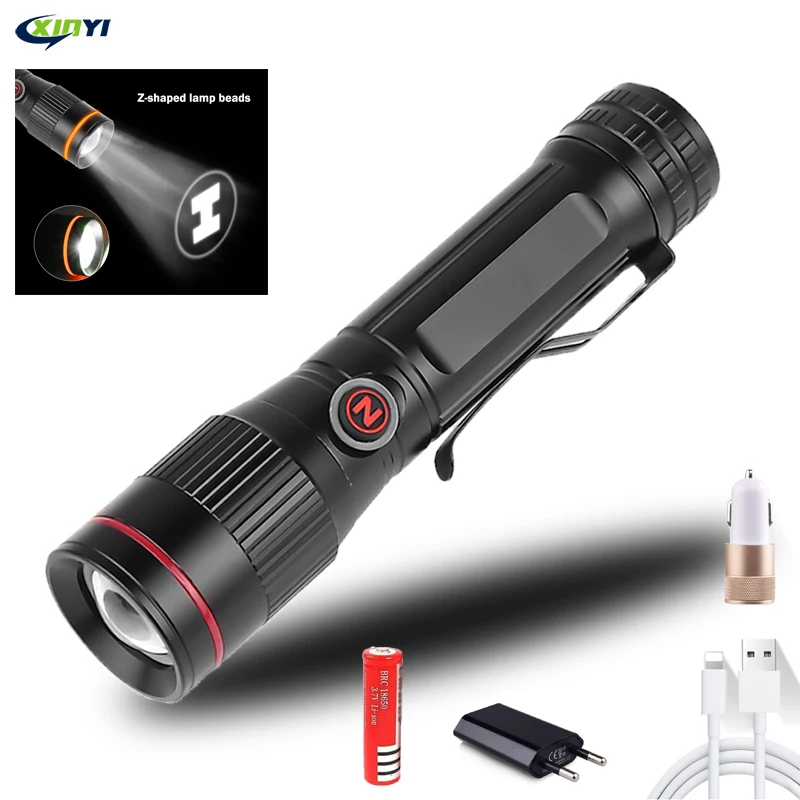 Мощный светодиодный фонарик 50000LM P8 USB Зарядка зум фонарь lanter 1*18650 батарея для