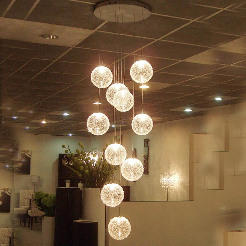 

Modern led glass pendant light ball hanging night design Decorative duplex long Staircase Chandelier for high ceilings