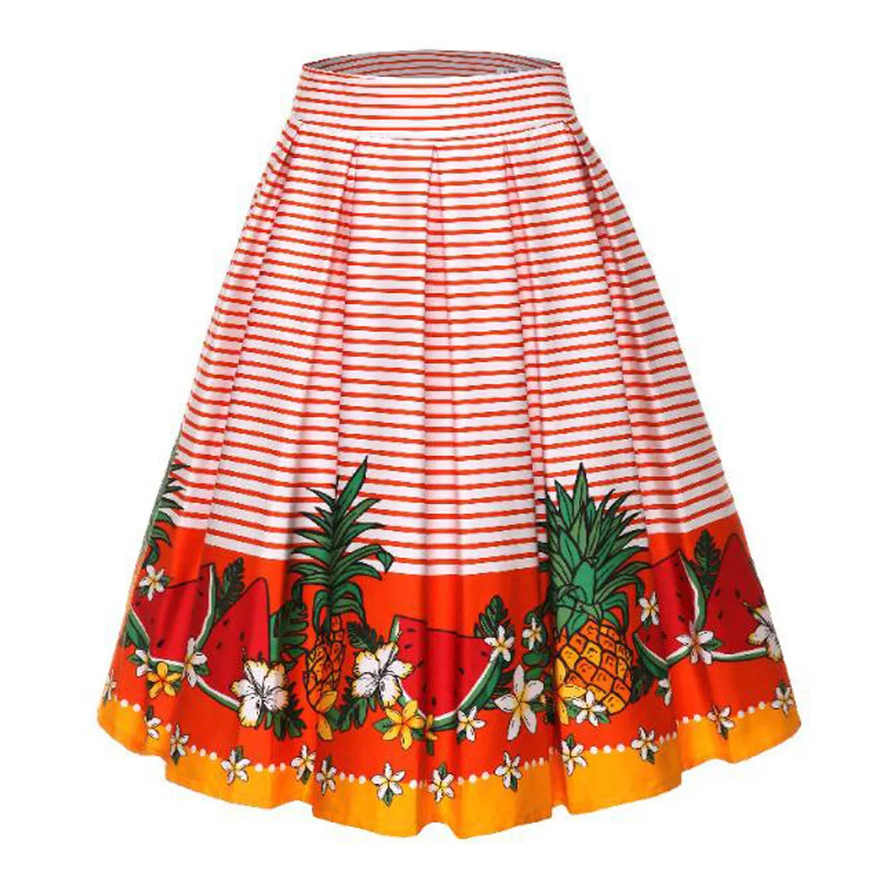 Летние женские юбки с высокой талией в полоску принтом масляной живописи миди