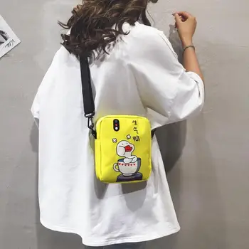 

Fashion Ladies Canvas Shoulder Messenger Packs Casual Cartoon Duck Print Women Small Crossbody Bags