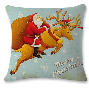 

Fashion Christmas Design Cotton Linen Pillow Super Soft Car Office Sofa Cushion Pillow Home Decoration with LED