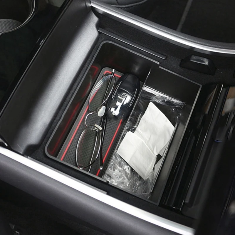 2 шт. для Tesla модель 3 автомобильный центральный подлокотник-ящик: 1 шт. Автомобильная центральная консоль лоток управления подлокотник коробка и 1 шт. автомобильный центральный подлокотник B