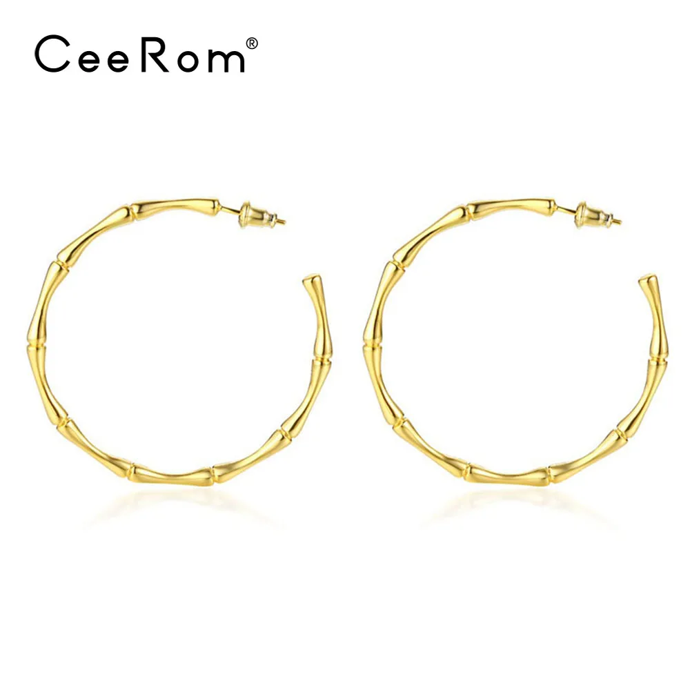 Gold Color 50mm CeeRom бамбуковые Дизайнерские Большие серьги-кольца, серьги золотистого цвета, медные большие кольца, серьги для женщин, ювелирные изделия, Brincos - Окраска металла: Gold Color 50mm