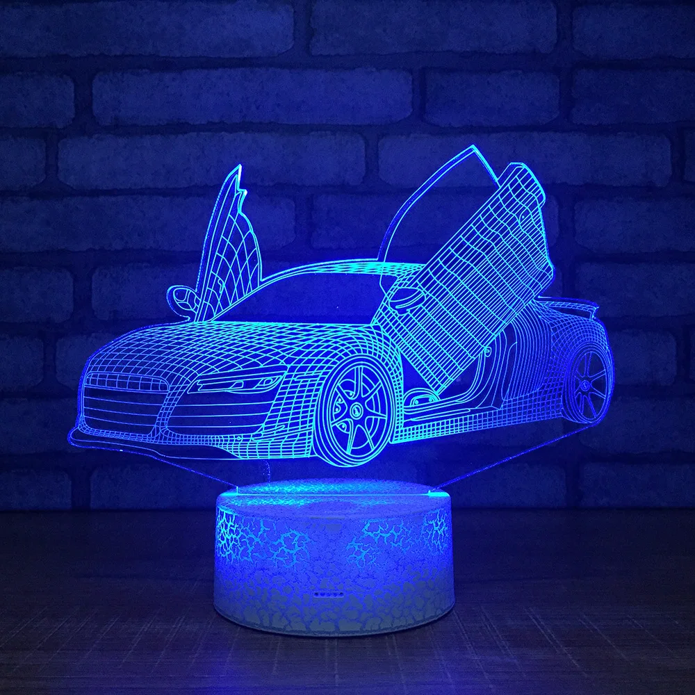 Super racing car 7 Color Lamp 3d Visual Led Night Lights For Kids Touch Usb Table Lampara Lampe Baby Sleeping Motion Light