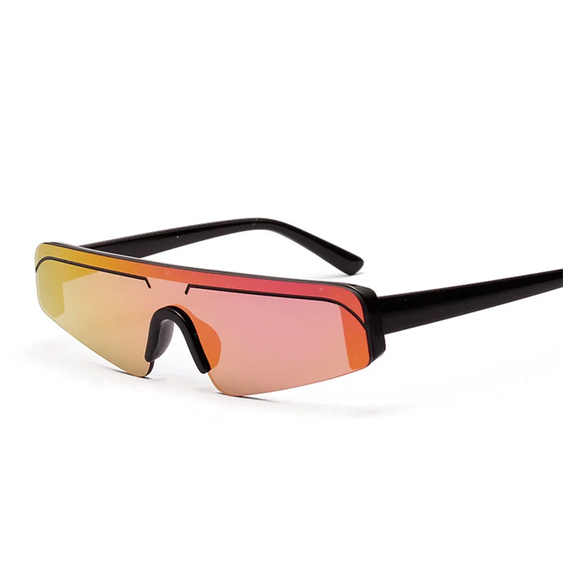 Модные квадратные солнцезащитные очки для женщин и мужчин, винтажные маленькие солнцезащитные очки в стиле хип-хоп, женские Брендовые очки без оправы с прозрачными линзами, красные очки UV4000 - Цвет линз: Фиолетовый