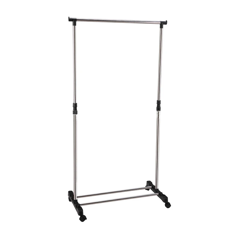  Promotion IKAYAA Adjustable Castor Wheels Rolling Garment Rack Rail Clothes Hanger AD Z7X7