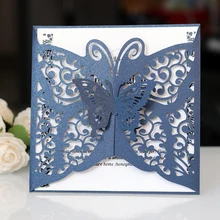 100 шт полые лазерная резка, для свадьбы Пригласительные открытки Европейская бабочка поздравительные открытки элегантное украшение на день рождения и свадьбу