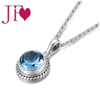

JF 2020 S925 sterling jewelry Valentine's Day gift blue pendant female net red banquet gem necklace