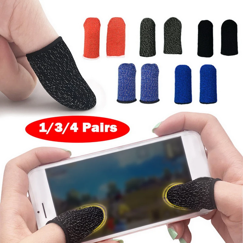 

2Pcs Game Controller Finger Cover Breathable Gloves Sweat Proof Non-Scratch Sensitive Touch Screen Finger Sleeve for PUBG Mobile