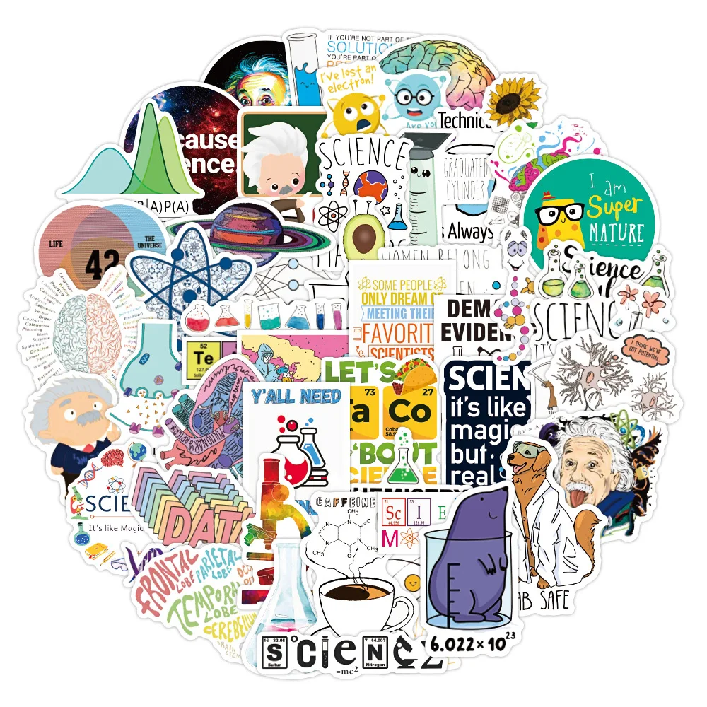 

10/50 pcs/pack Science Experiment Chemical Lab Stickers for Student DIY Laptop PC Phone Skateboard Suitcase Decals Sticker