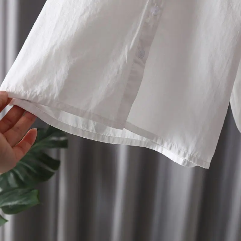 Spring 100% Cotton Lace Top White Blouse Summer Shirt Korean Baby Long Sleeve Tops Boys Shirts School Girls Blouses Camisas