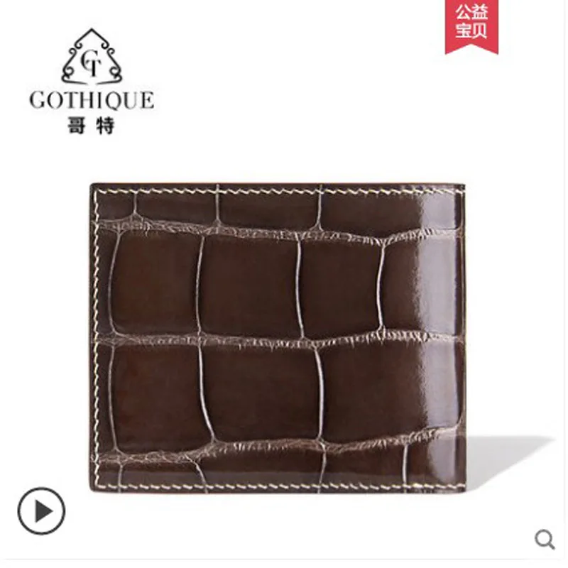 

gete Crocodile leather wallet man style imported alligator smooth belly hand-made leather cross wallet