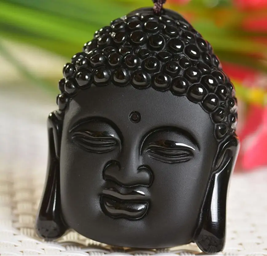 Fashion jewelry Free Shipping Authentic Natural Obsidian Dalit Buddha Head Pendant Men and women Guan Gong Necklace Evil Transf | Украшения