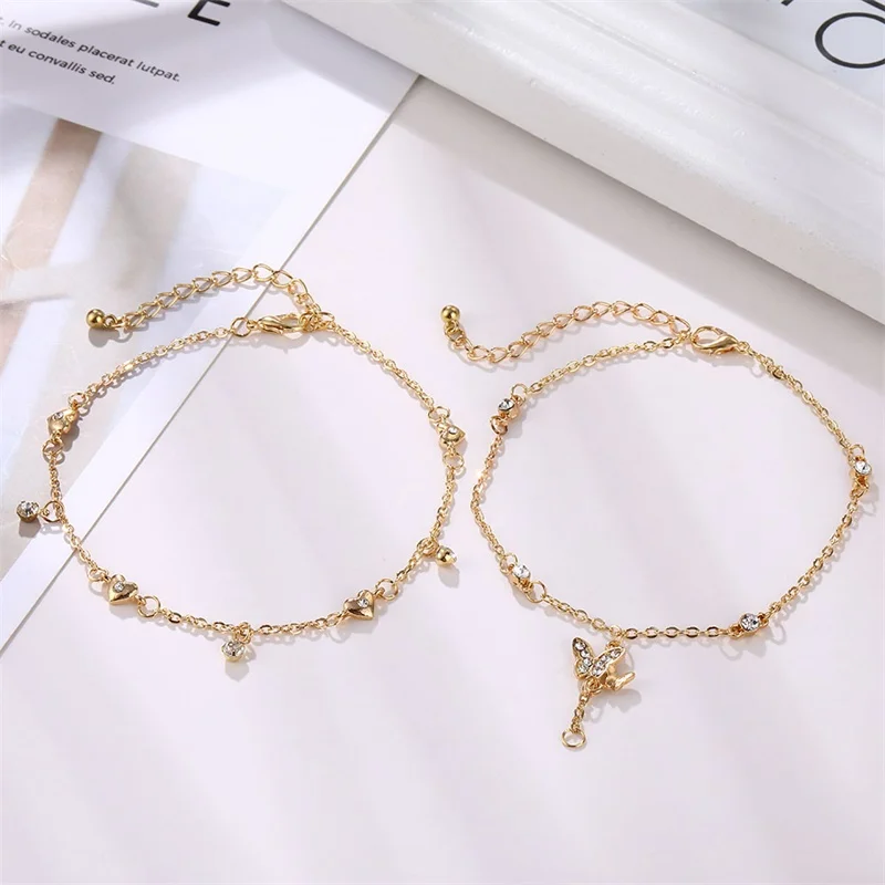 Vienkim Bohemian Crystal Anklets for Women Boho Gold Bead Moon Star Anklet Multilayer Foot Bracelet on Leg Beach Anklet Jewelry