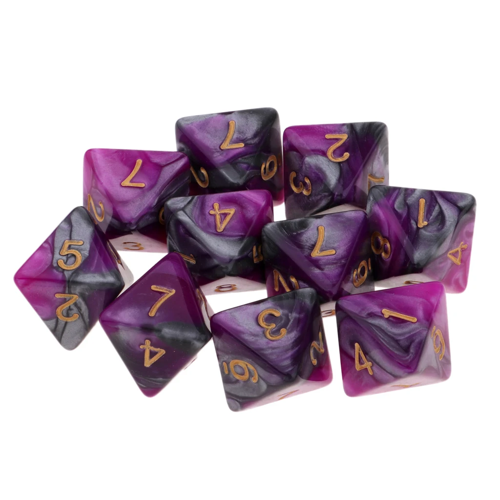 10 Pieces Polyhedral Dice Set Multi-sided Dice D8 for TRPG D& Dragons Game 8-sided Dice Set 