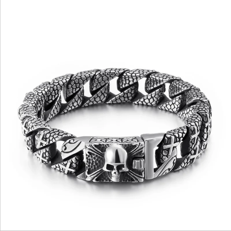 316L браслет из нержавеющей стали крест европейский и американский мужской браслет из нержавеющей стали панк череп