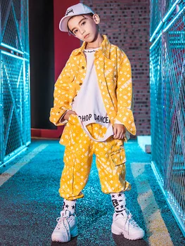 

Fashion New Suit Children Suit Boy 2020 Autumn Clothing Suit Hip Hop 2 Piece Set Neutral Yellow Parkour Boy Costume