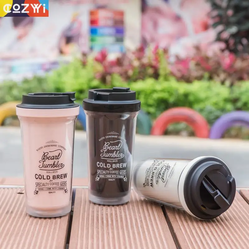 

Double Plastic Cup Creative Personality With Tea Cold Extract Coffee Casual Cup Hot Selling Coffee Cup