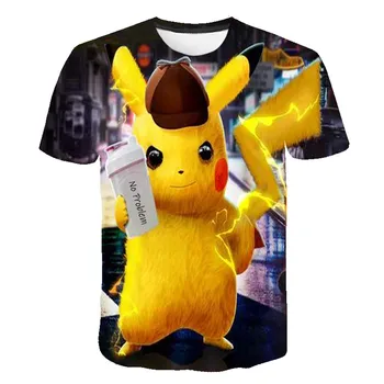 

2020 New Fashion Detective Pikachu Pokemon Top 3d Print Tshirt Kids Summer Clothes Boys T Shirts Girls Hip Hop Streetwear