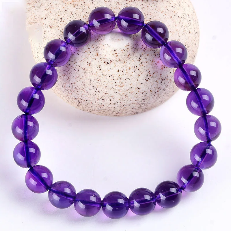 

6-12mm 7A Natural amethyst Round Bead Stretch Bracelet
