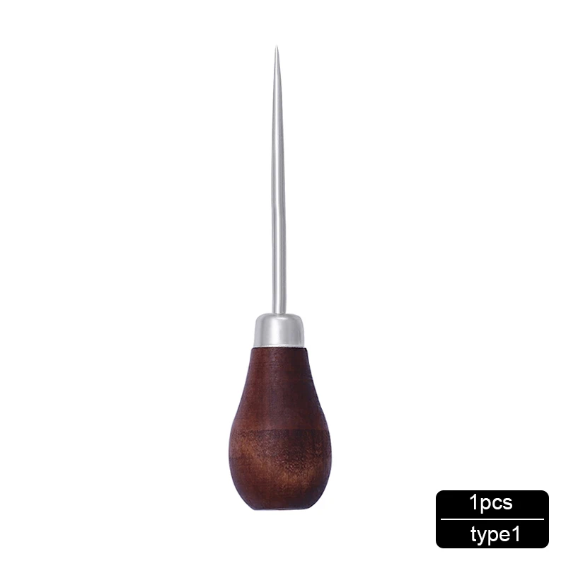 Red handle awl MIUSIE Skc деревянная ручка шило ручной инструмент для вязания прямой конус изогнутый конус иглы тысяча сквозных сверл инструменты кожа ремесло - Цвет: Red handle awl