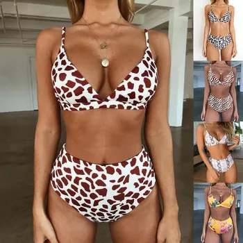 

European and American sexy leopard mini bikini snake pattern spot swimsuit female split swimming wading sports beachwear