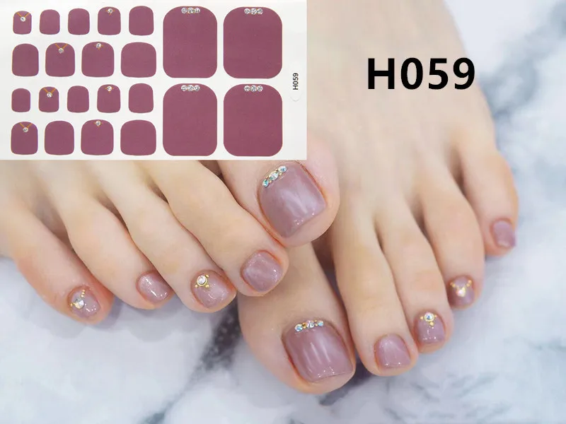 H059 1 лист, клеящиеся наклейки для ногтей, блестящие Летние Стильные наконечники, полностью закрывающие носок, товары для рукоделия, наклейки для ног для женщин и девушек, Прямая поставка - Цвет: H059