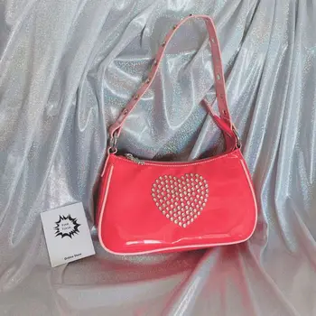

Kawaii Pink Bags PU Leather Shoulder Handbags for Women Sweet Heart Girls Bags LX9F
