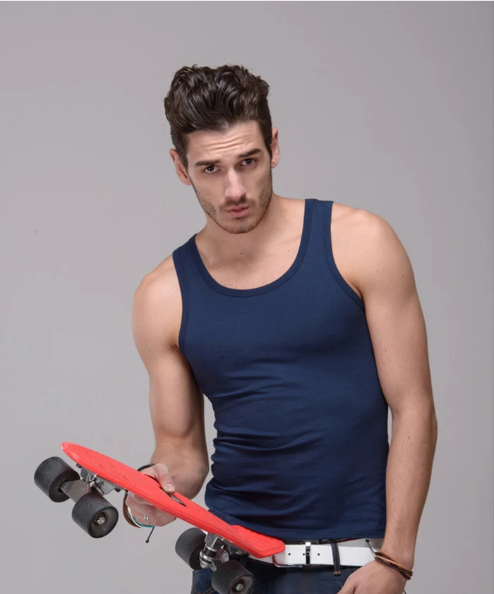 Men Tank Tops Summer Casual Clothing Cotton Slim O Neck Sleeveless Vest Men Tops Solid Color Vest Men Bodybuilding Tank Top
