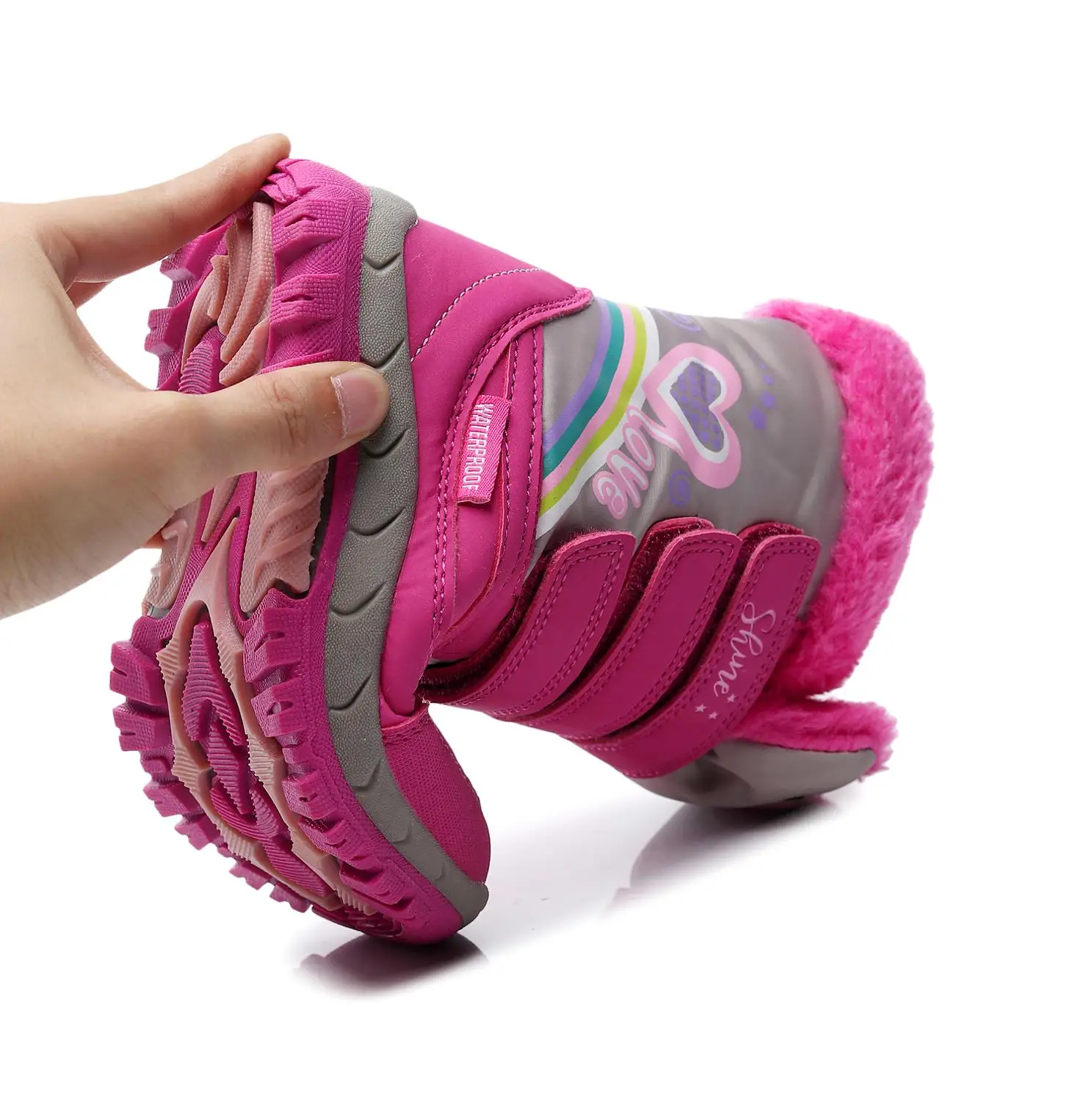 Waterproof Baby Girls Snow Boots For -30 Degrees Winter Non-slip Female Shoes Super Warm Fashion Ki