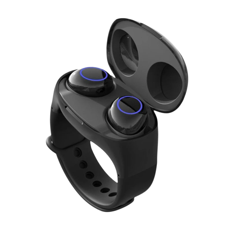 

2 in 1 Smart Wristband with Earbuds Tws Bluetooth 5.0 Earphone Portable Bracelet Earphones Wireless Fitness Watch Storage Charge