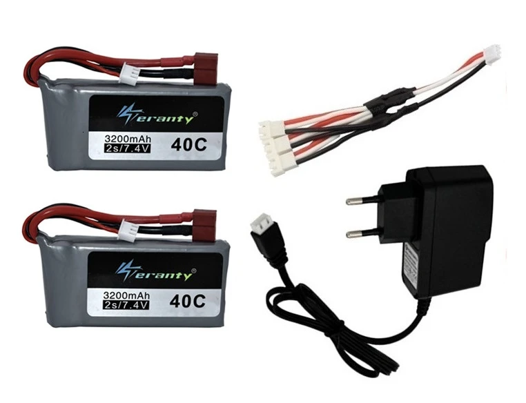 7,4 v 3200mah Lipo аккумулятор для Wltoys 12428 12423 RC четырехколесный RC автомобиль 1500mAH 7,4 v батарея Feiyue 03 Q39 RC часть зарядное устройство - Цвет: Цвет: желтый