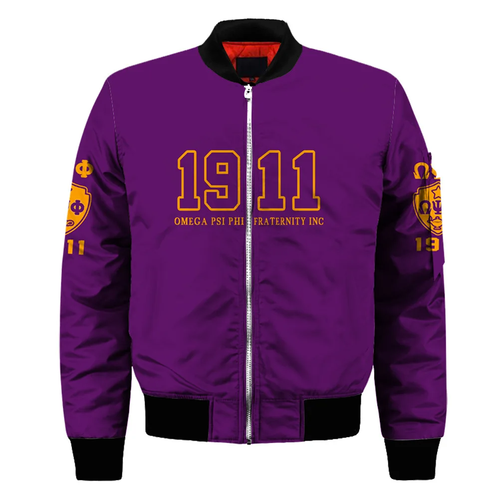 Winter Keep Warm Nylon and Cotton Men  Fraternity Phi Beta Sigma Custom Bomber Jacket waterproof jacket