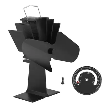 

Heat Powered Stove Fan For Wood Burner With Temperature Gauge 2 Blades Stove Fan Eco Friendly Fireplace Accessories