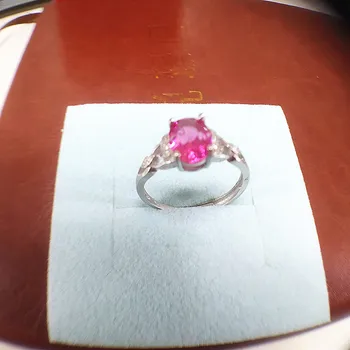 

jewelry 925 sterling silver (support detection) inlaid red corundum gemstone ladies ring mini water drop cut surface