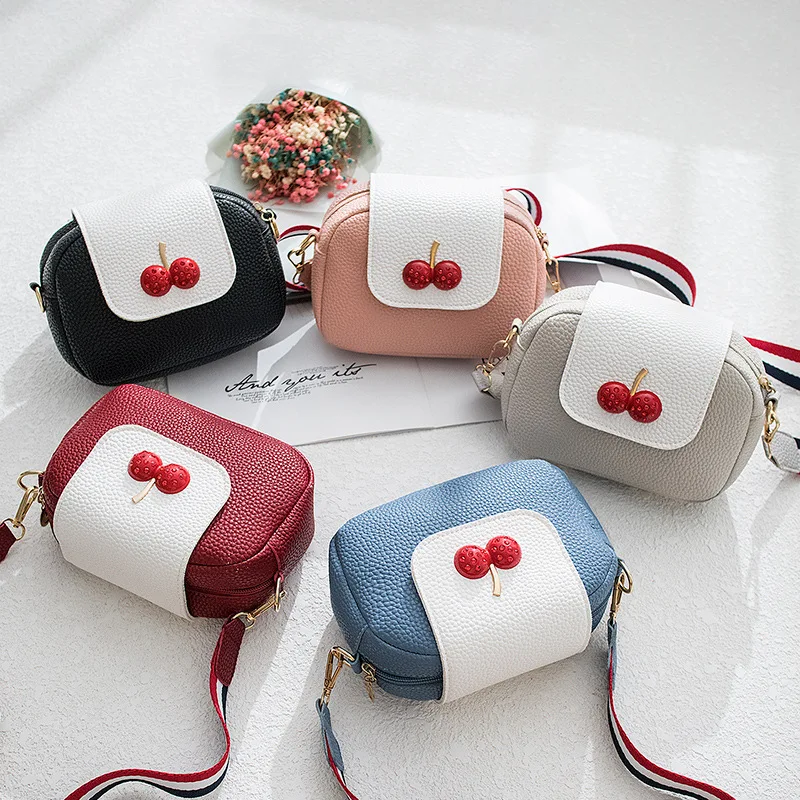 

Sheng chuang Beauty 2019 One-Shoulder Cross-body Contrast Color Hijab Cherry Women's Shell Square Sling Bag Wide Ribbon Change M