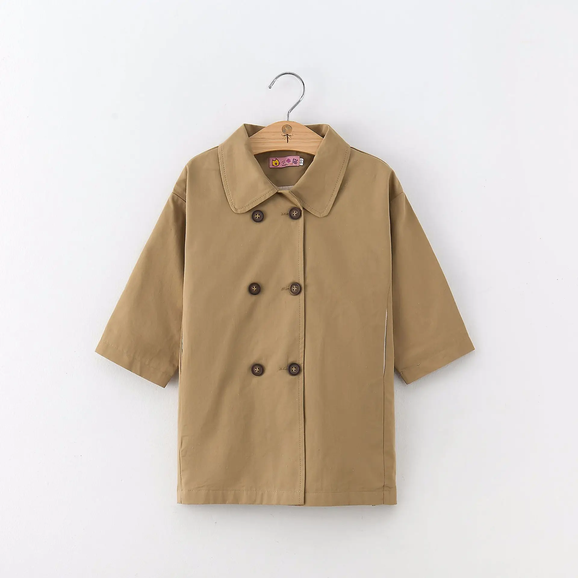 Khaki Куртки для девочек Новинка года; сезон весна-осень; ветровка для детей 2-6 лет; милое двубортное пальто детский плащ верхняя одежда для девочек - Цвет: Khaki