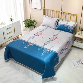 

3 Pcs Set Summer Cool Sheet Bed Protection Mat 200*220cm Mattress Cover 2ps Pillowcase Fitted Sheet Mat Super King 230x250cm