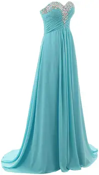 

Wedding Dresses Brides A-Line/Princess Sweep/Brush Train Sweetheart Open Back Chiffon Dress for Bridesmaid with Crystal/Ruffles