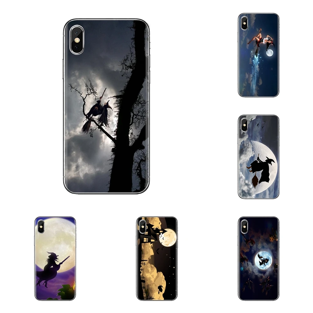 

Soft Housing Case For Xiaomi Mi6 Mi 6 A1 Max Mix 2 5X 6X Redmi Note 5 5A 4X 4A A4 4 3 Plus Pro Halloween Witch Flying Broom Moon