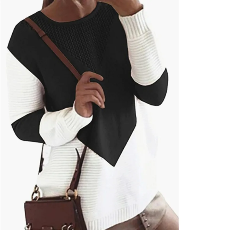 

Knit Sweaters Women Invierno 2019 Casual O-neck Long Black Fall Woman Sweaters Pullovers