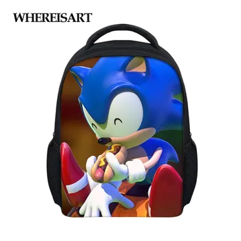 

WHEREISART New Primary Students School Backpack Cartoon Sonic The Hedgehog Pattern Kids School Book Bags Design Mochila Escolar